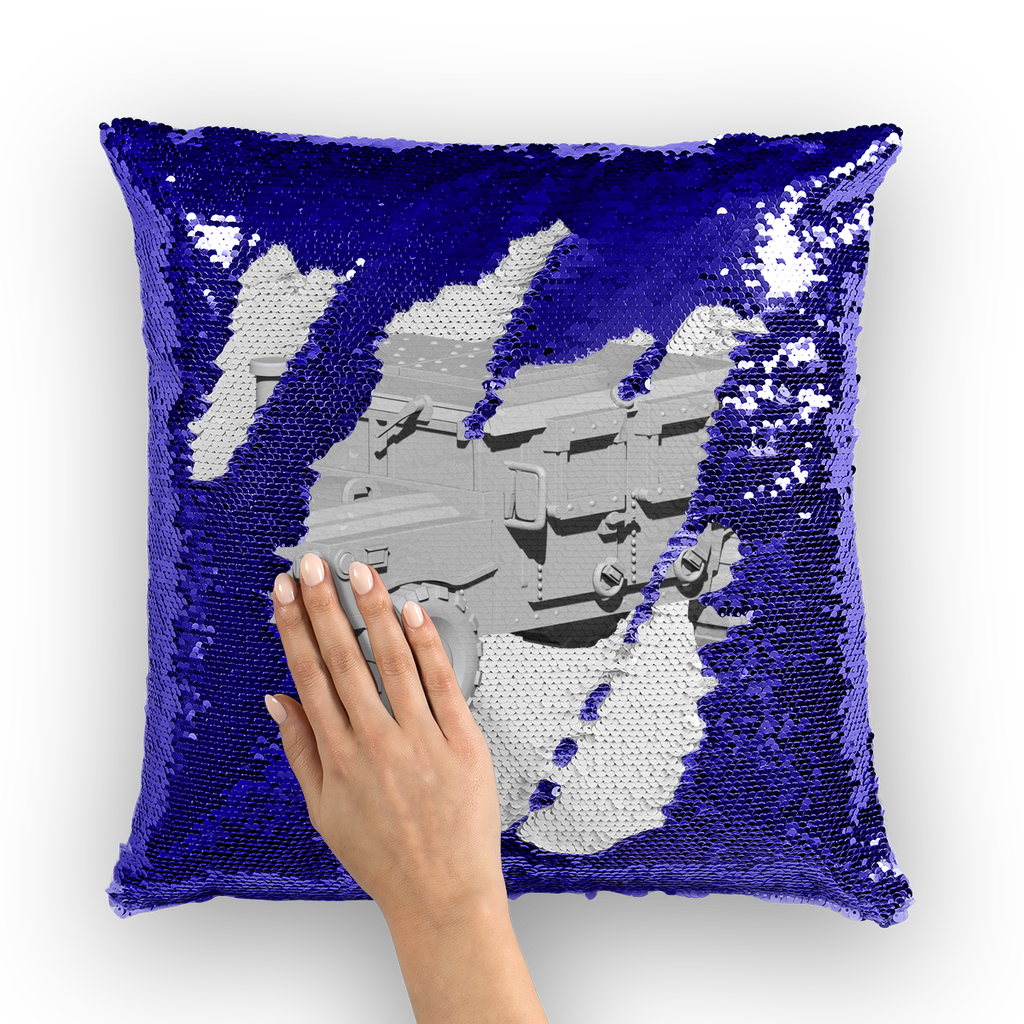 Hummer Vehicle Sequin Cushion Cover with a vibrant mermaid design, showcasing colorful sequins on a soft polyester fabric.