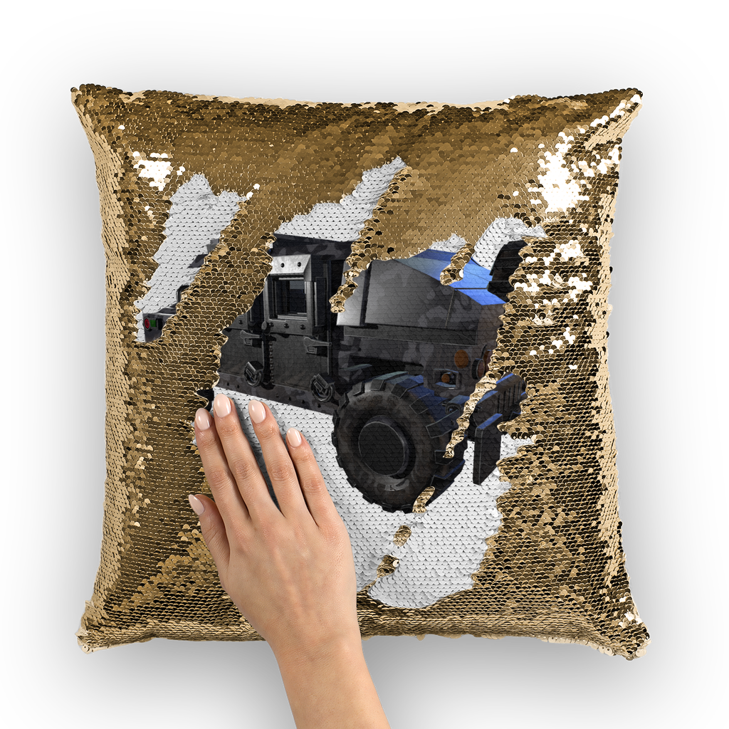 Hummer Vehicle Sequin Cushion Cover featuring a vibrant mermaid design with shimmering sequins on a soft polyester fabric.