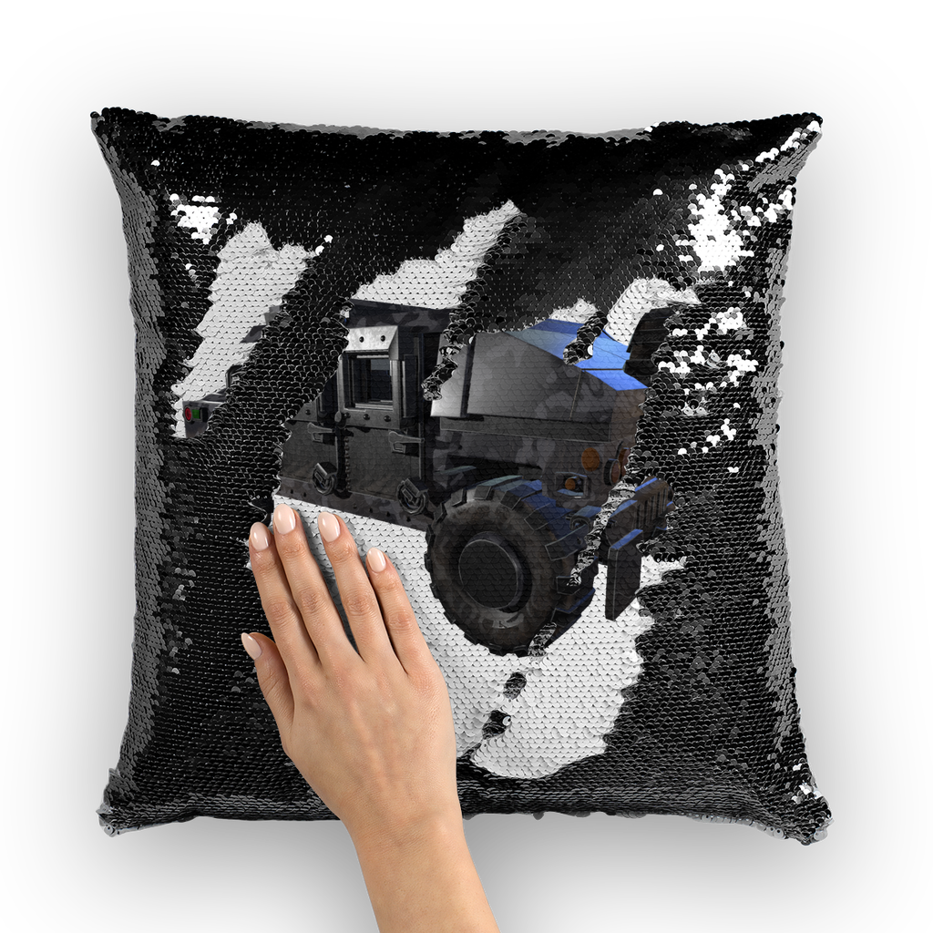 Hummer Vehicle Sequin Cushion Cover featuring a vibrant mermaid design with shimmering sequins on a soft polyester fabric.