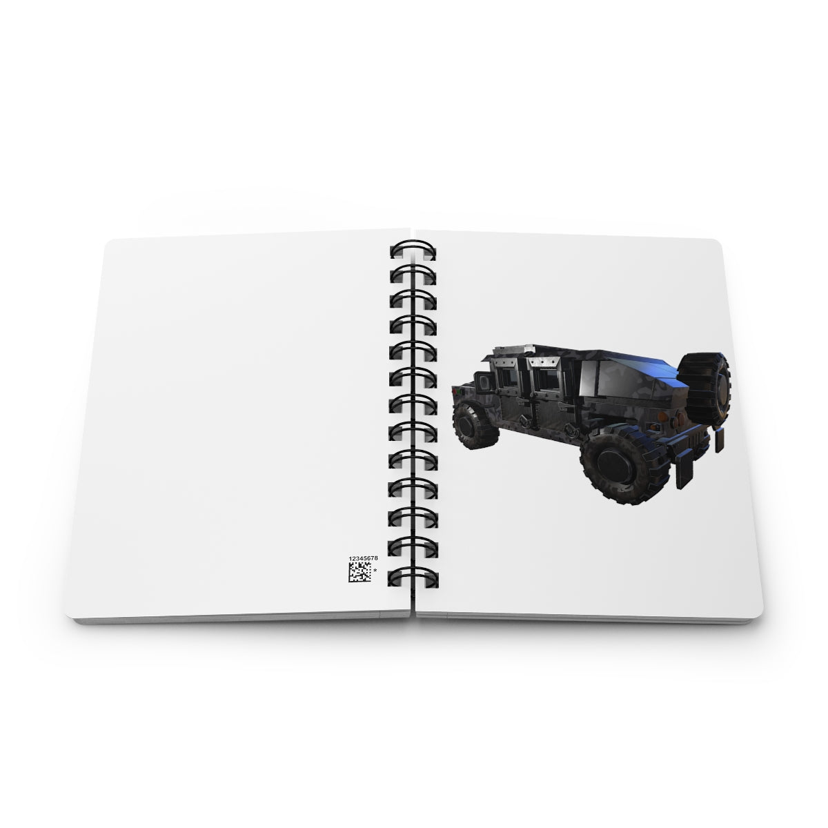 Hummer Vehicle Spiral Bound Journal with glossy cover and lined pages, showcasing a stylish design.