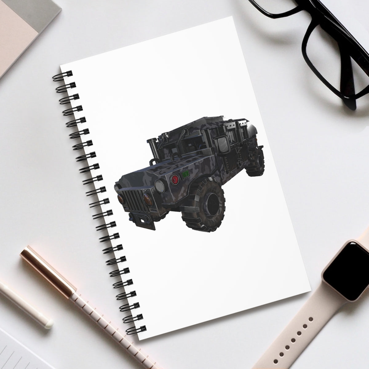 Hummer Vehicle Spiral Journal showcasing its stylish front cover and spiral binding, available in various styles.