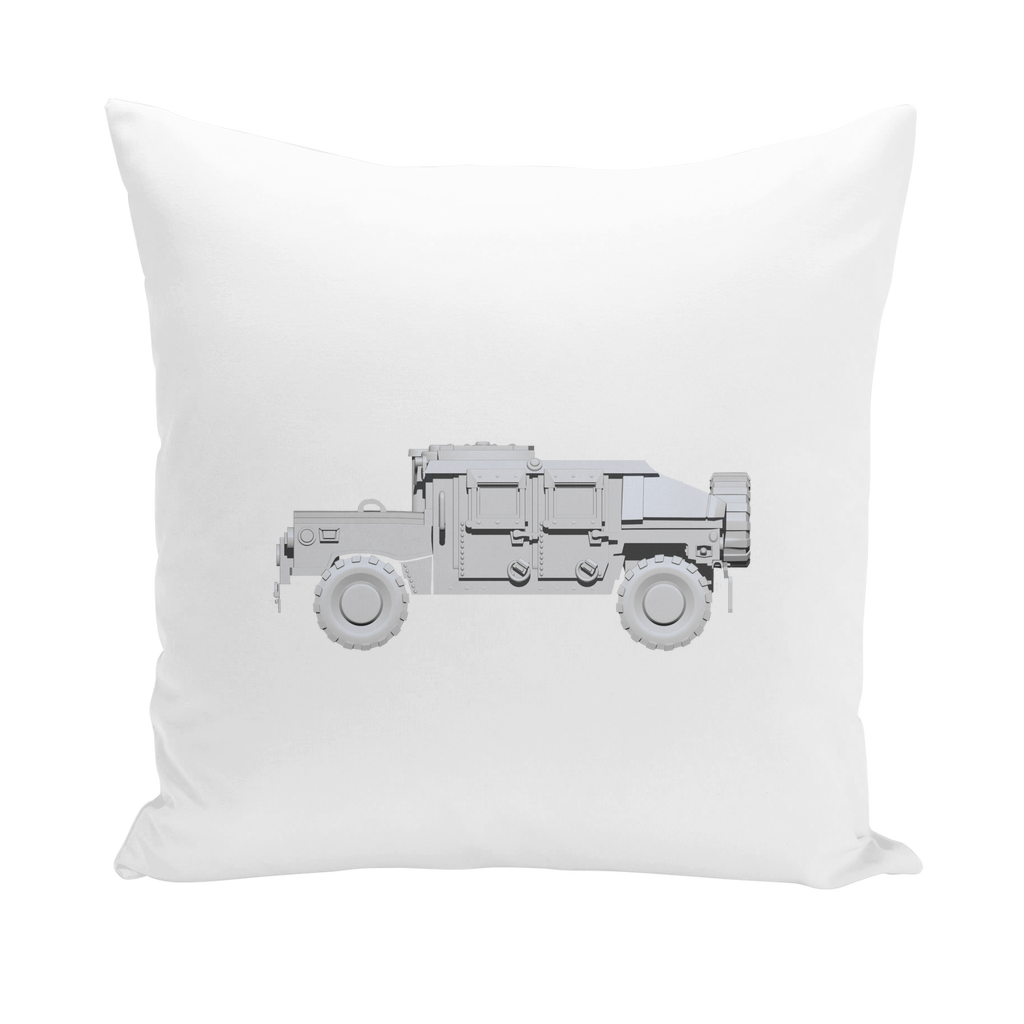 Hummer Vehicle Throw Pillows in various styles including linen, canvas, and suede, showcasing vibrant prints and high-quality fabric.