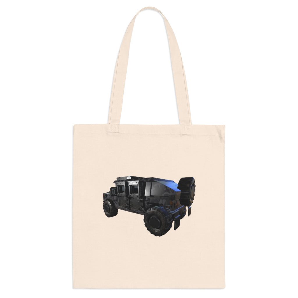 Hummer Vehicle Tote Bag made of 100% cotton with cross-stitched handles, available in multiple colors.