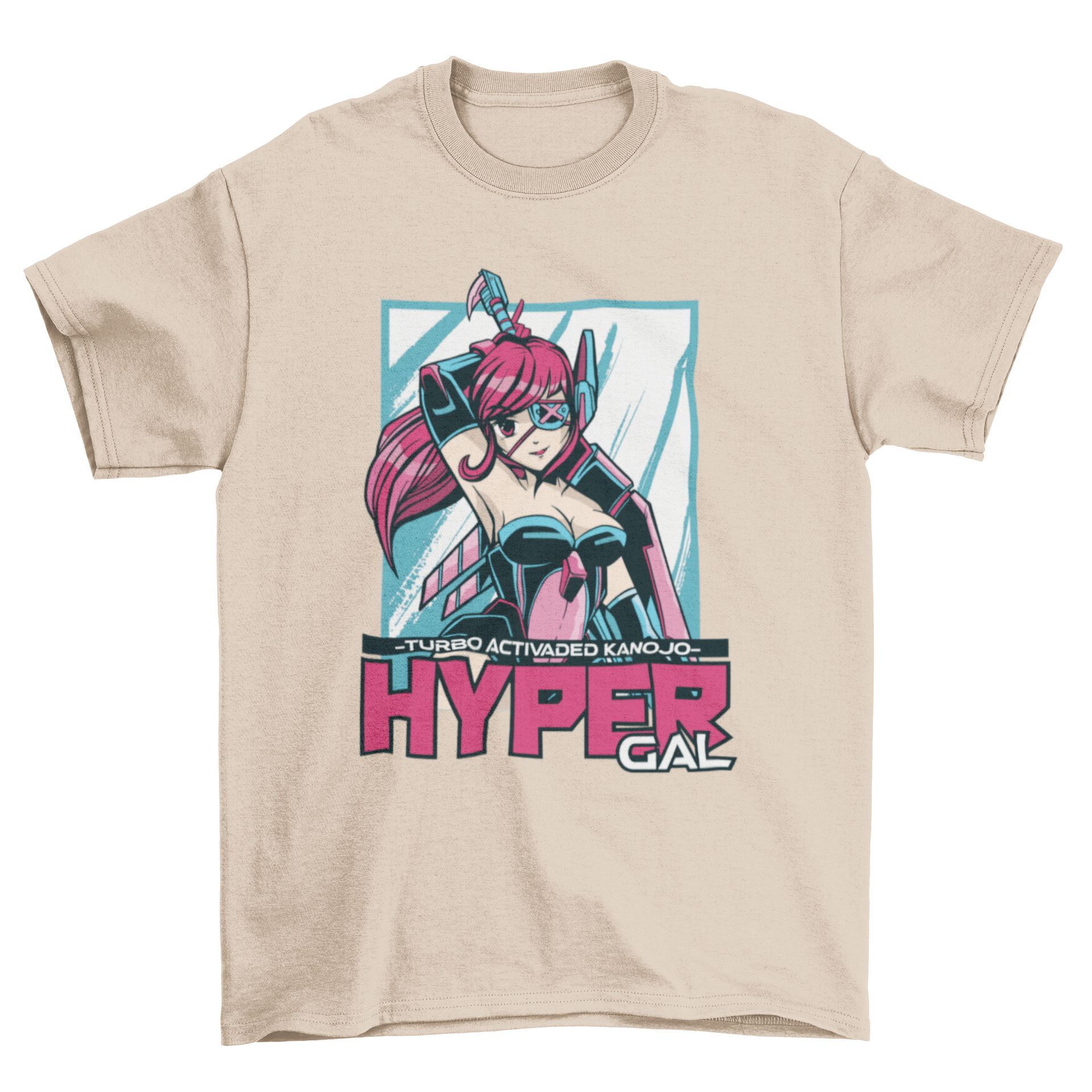 Hyper anime girl t-shirt design featuring a colorful sci-fi illustration of an anime girl.