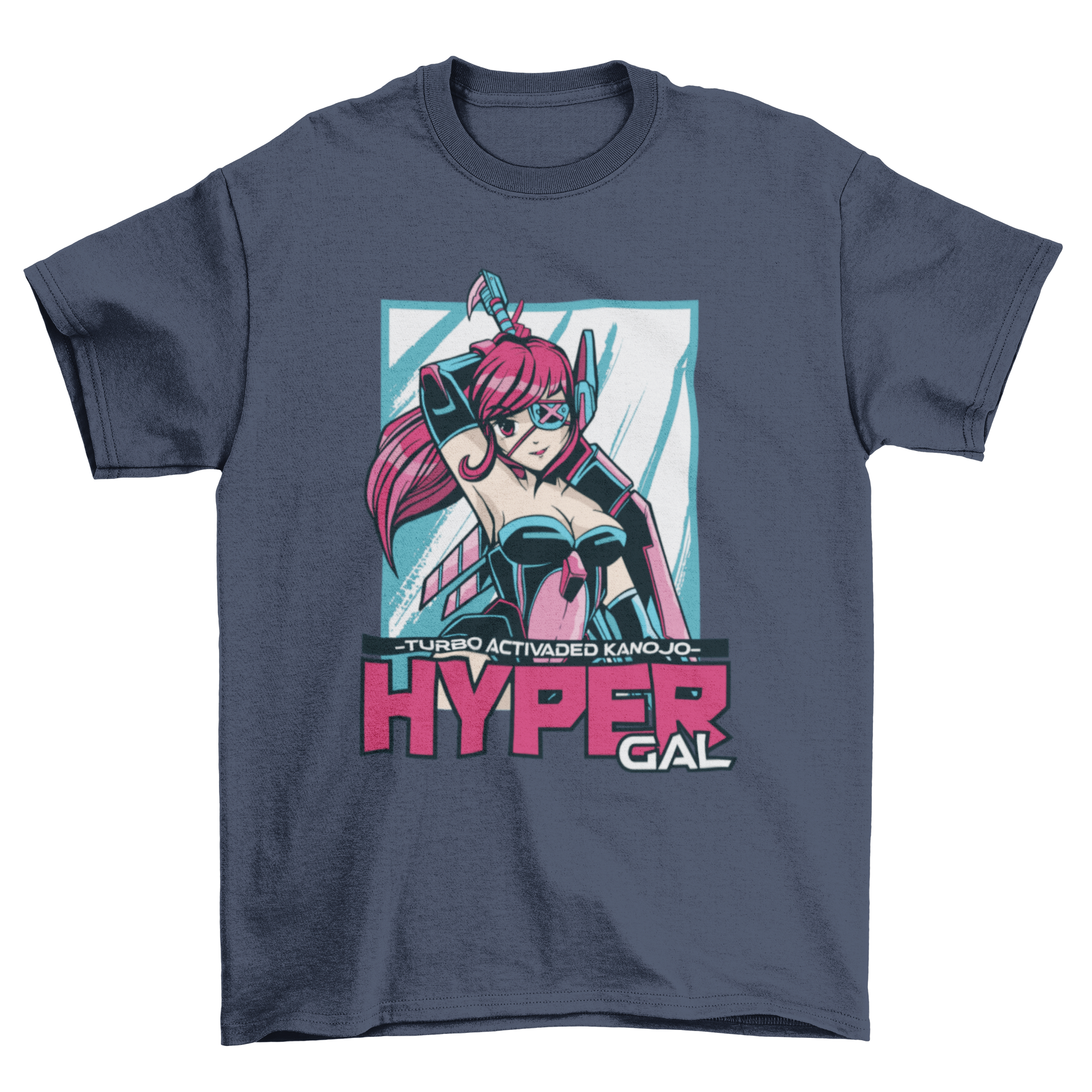 Hyper anime girl t-shirt design featuring a colorful sci-fi illustration of an anime girl.