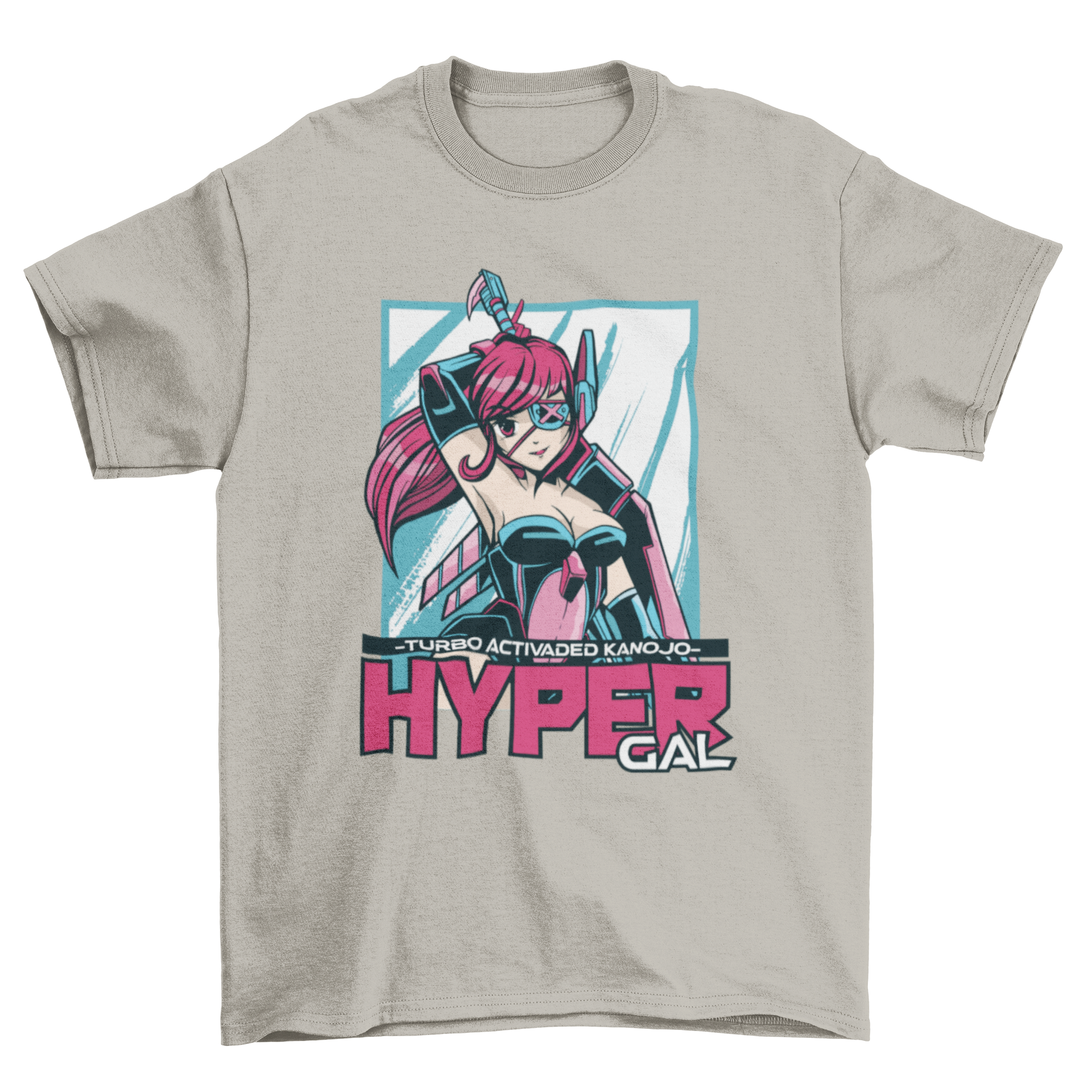 Hyper anime girl t-shirt design featuring a colorful sci-fi illustration of an anime girl.