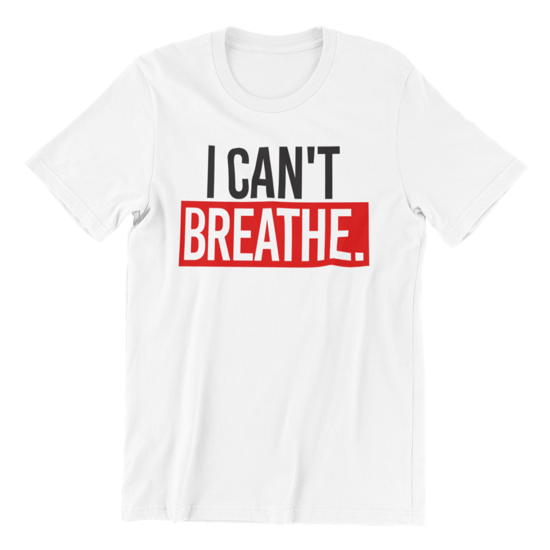 I Can't Breathe Shirt displayed on a Gildan branded shirt, showcasing its unisex design and high-quality cotton fabric.