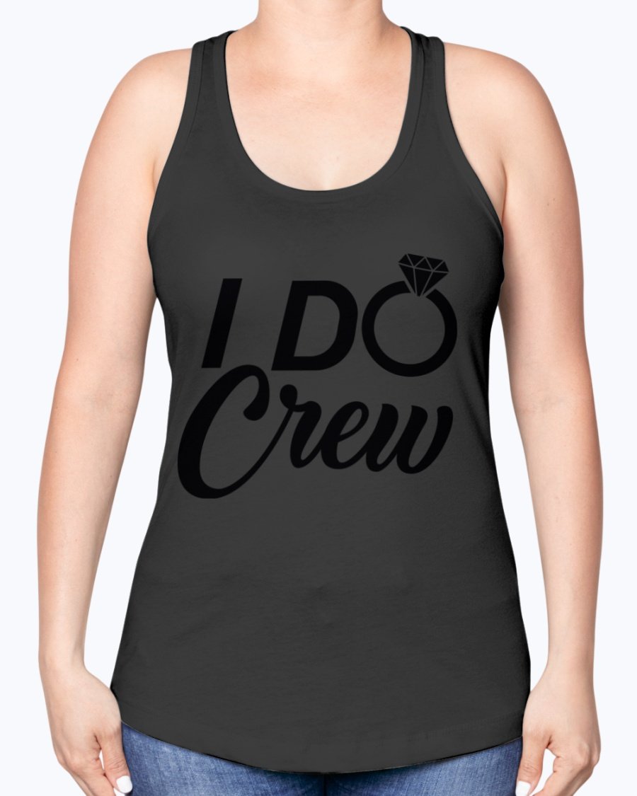 I Do Crew Racerback Tank in white, featuring a stylish design perfect for bridal parties.