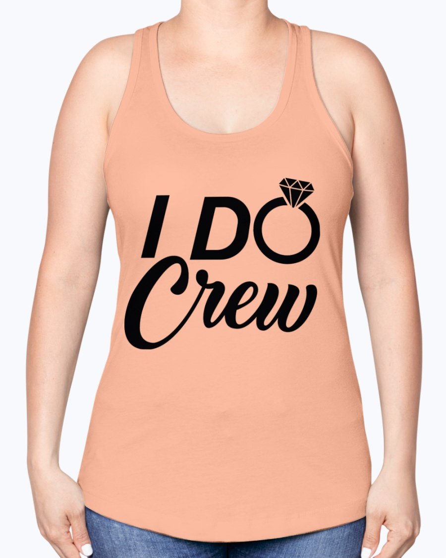 I Do Crew Racerback Tank in white, featuring a stylish design perfect for bridal parties.