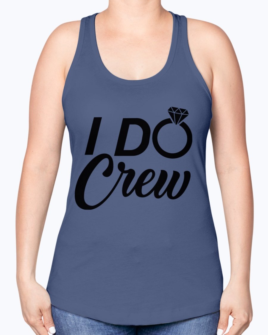 I Do Crew Racerback Tank in white, featuring a stylish design perfect for bridal parties.