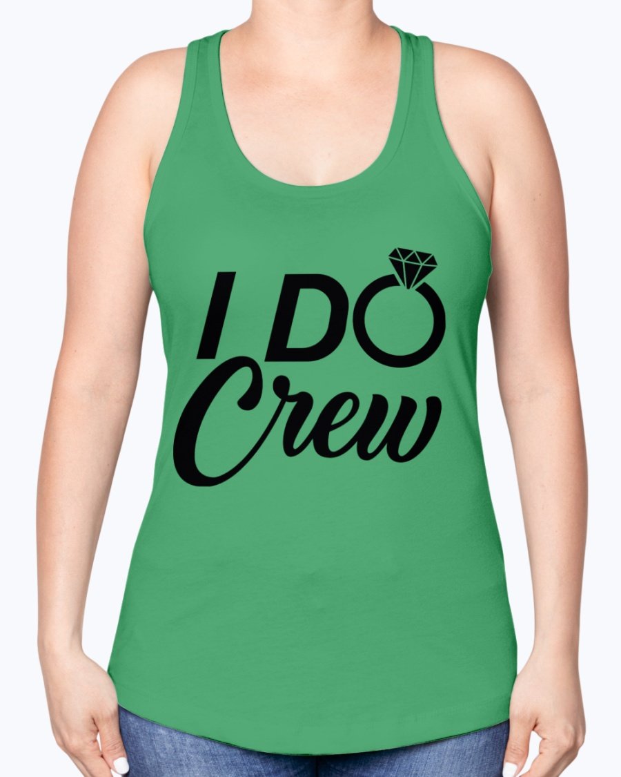 I Do Crew Racerback Tank in white, featuring a stylish design perfect for bridal parties.