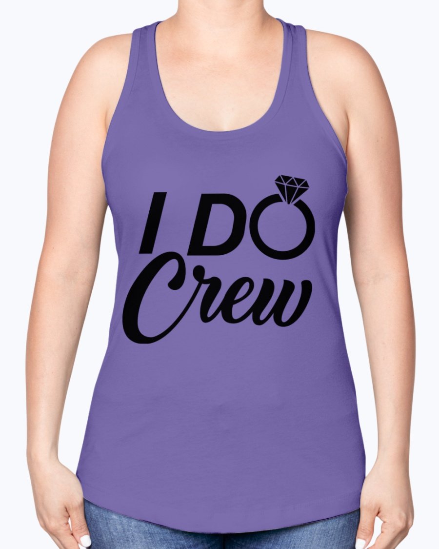 I Do Crew Racerback Tank in white, featuring a stylish design perfect for bridal parties.