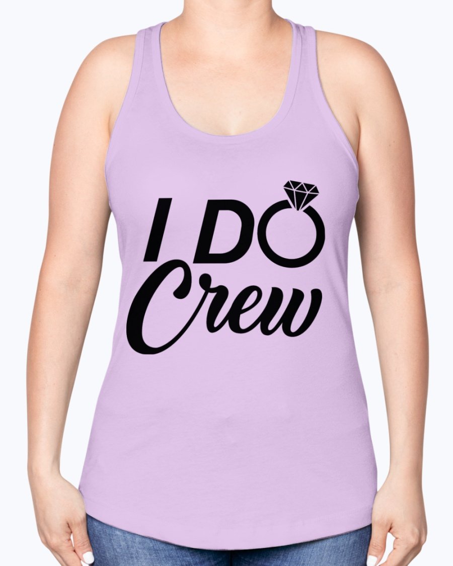 I Do Crew Racerback Tank in white, featuring a stylish design perfect for bridal parties.