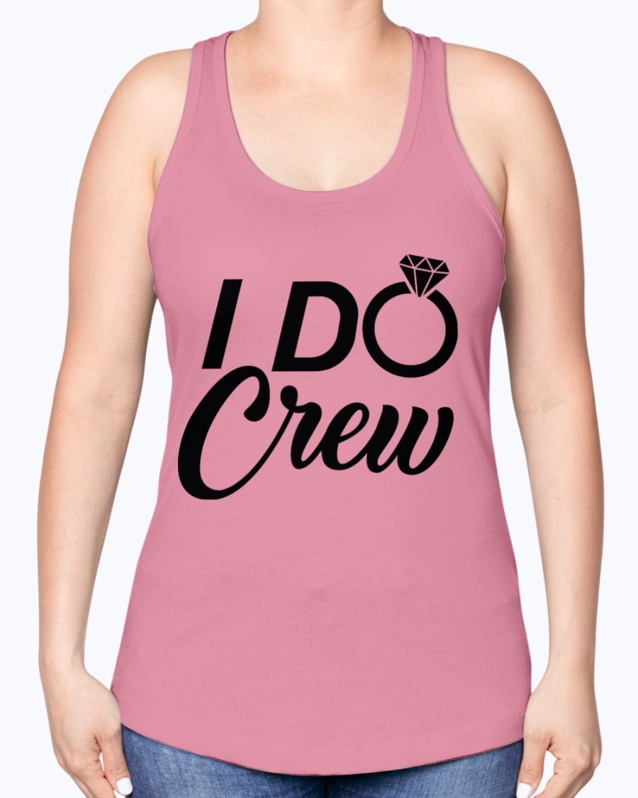 I Do Crew Racerback Tank in white, featuring a stylish design perfect for bridal parties.