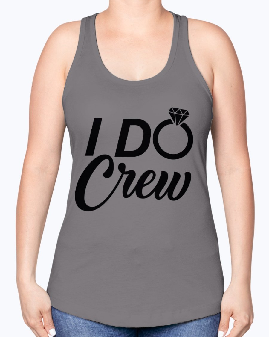 I Do Crew Racerback Tank in white, featuring a stylish design perfect for bridal parties.