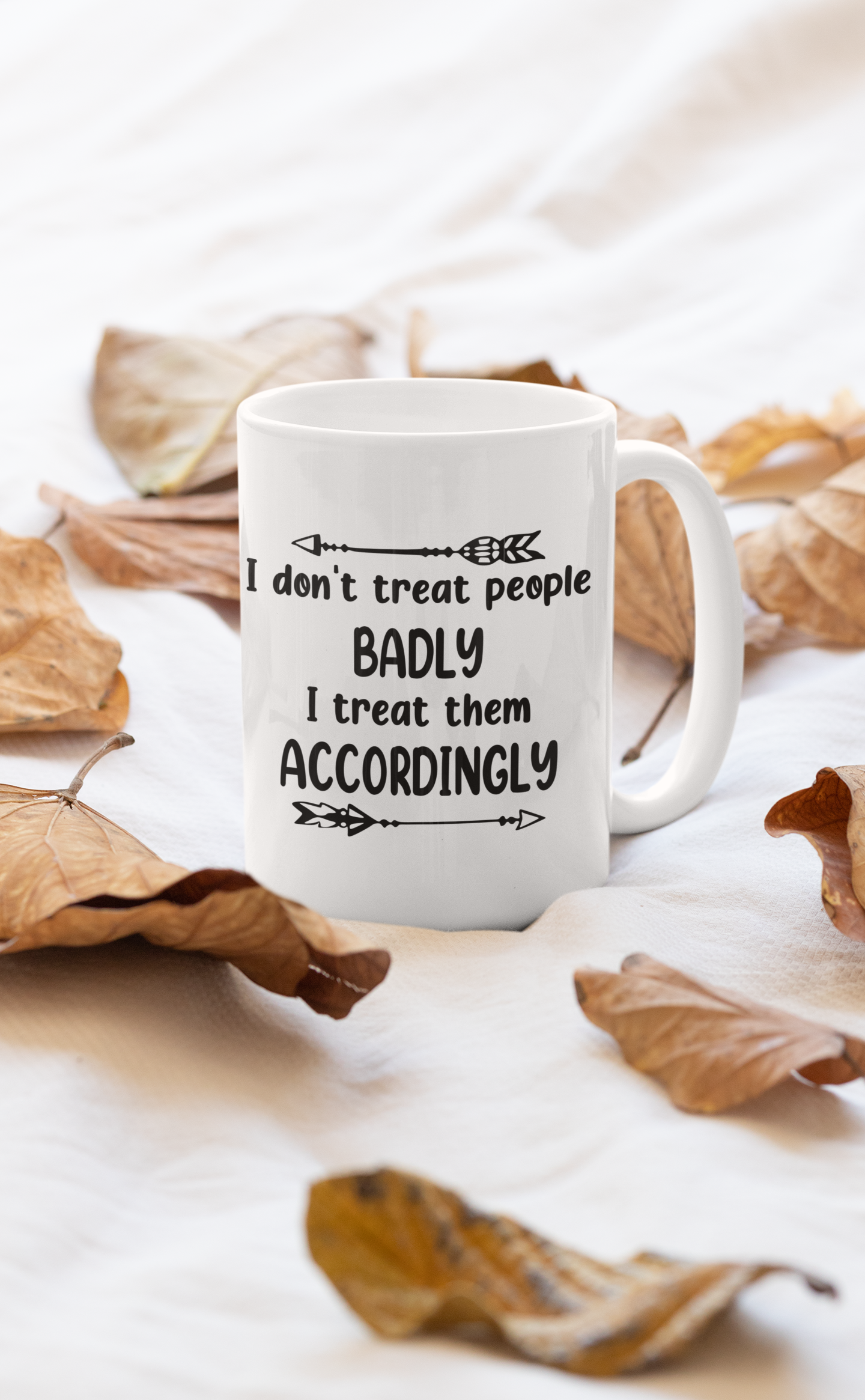 A stylish 11oz ceramic mug with a humorous phrase, featuring a glossy finish and sturdy handle.