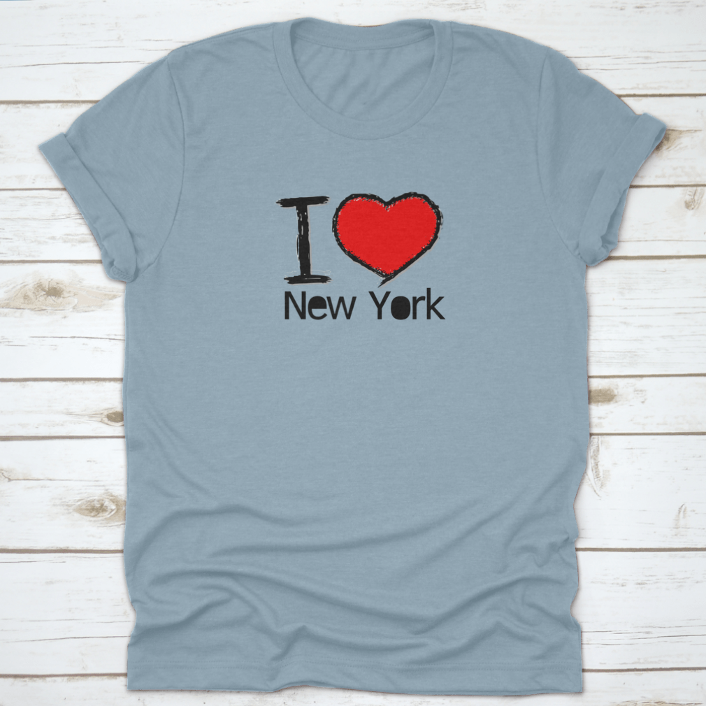 I Love USA I Love New York graphic design t-shirt in grey, showcasing a vibrant print with iconic New York imagery.