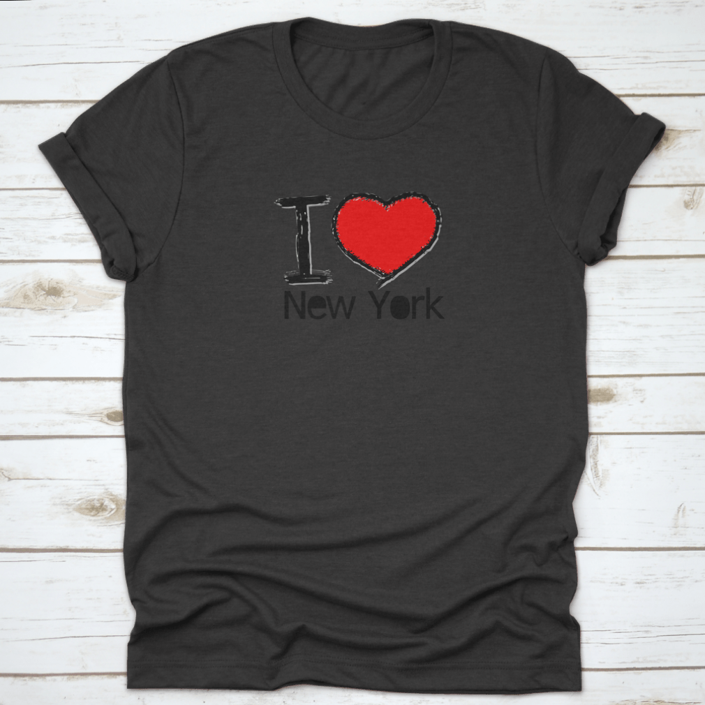 I Love USA I Love New York graphic design t-shirt in grey, showcasing a vibrant print with iconic New York imagery.