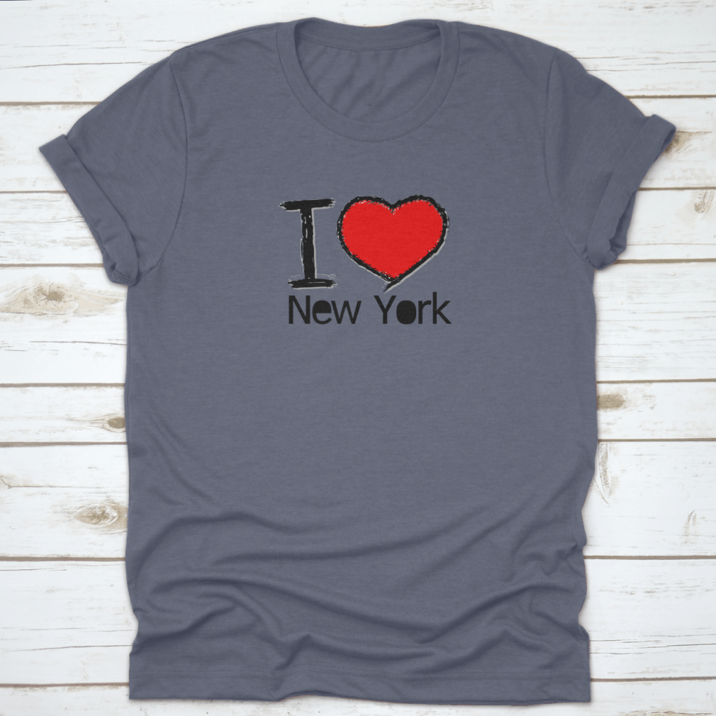 I Love USA I Love New York graphic design t-shirt in grey, showcasing a vibrant print with iconic New York imagery.