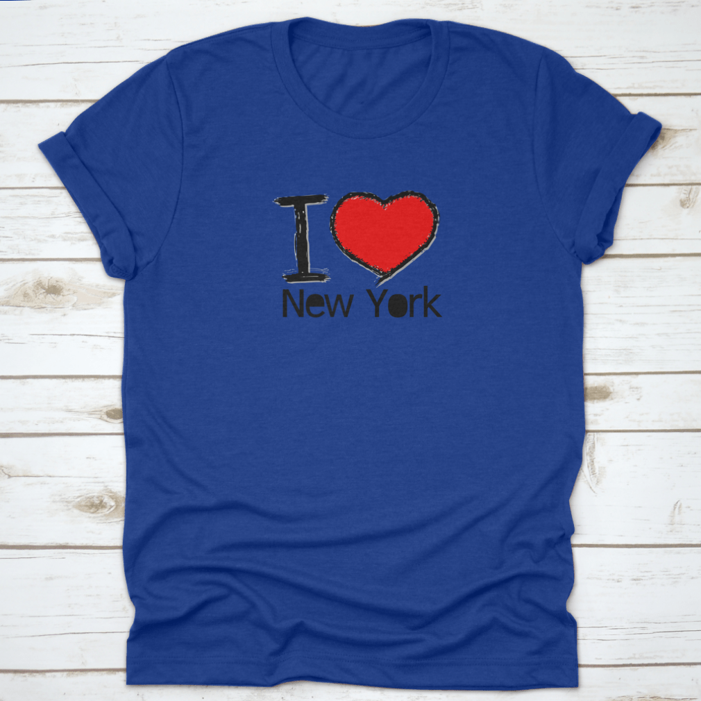 I Love USA I Love New York graphic design t-shirt in grey, showcasing a vibrant print with iconic New York imagery.