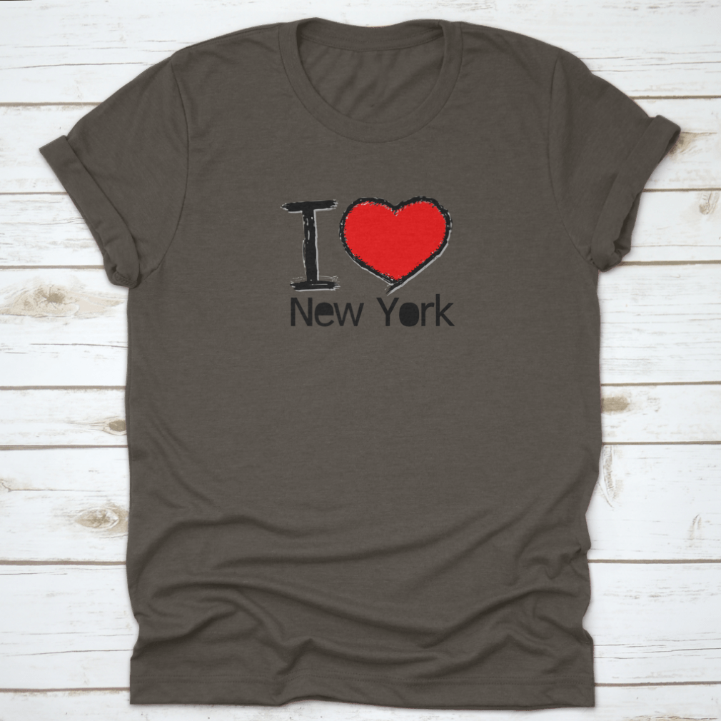 I Love USA I Love New York graphic design t-shirt in grey, showcasing a vibrant print with iconic New York imagery.