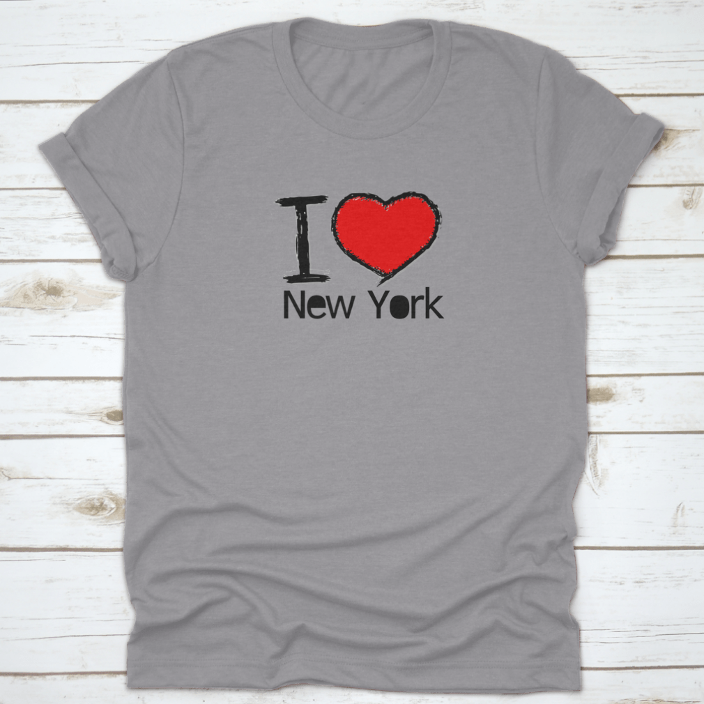 I Love USA I Love New York graphic design t-shirt in grey, showcasing a vibrant print with iconic New York imagery.