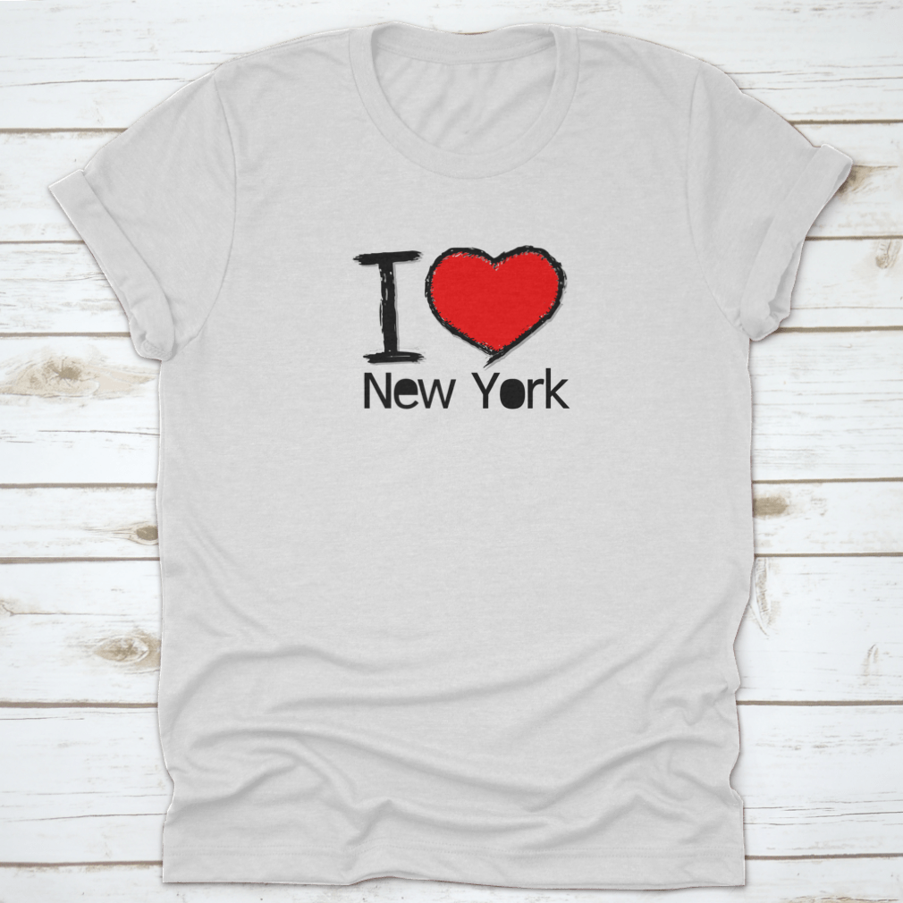 I Love USA I Love New York graphic design t-shirt in grey, showcasing a vibrant print with iconic New York imagery.