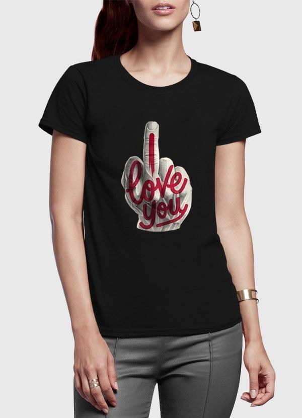 I Love You Half Sleeves Women T-shirt in black and white, featuring a stylish design, made from 100% soft cotton for comfort.