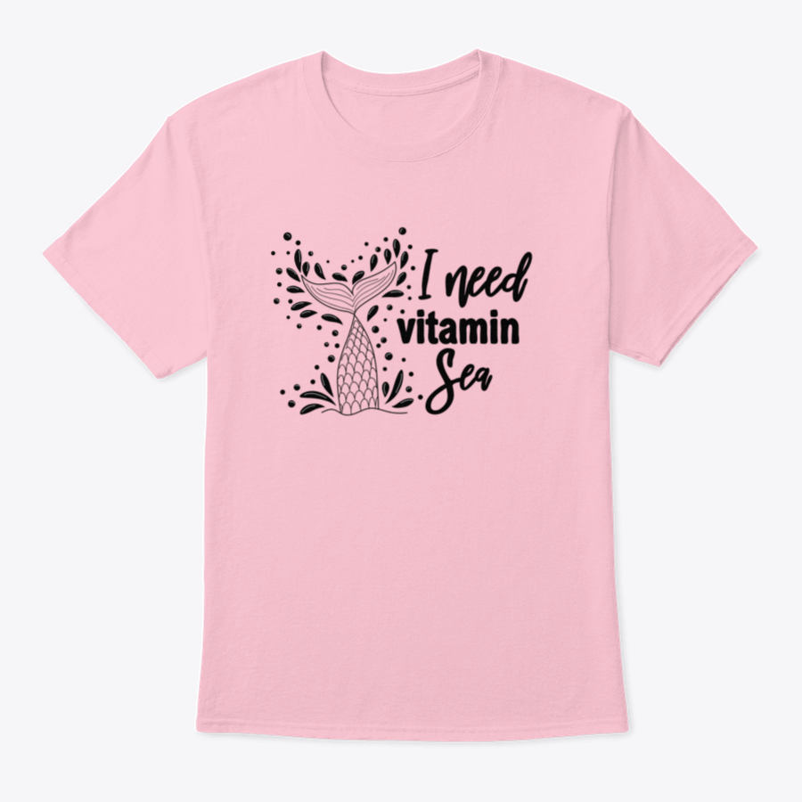 A stylish 'I Need Vitamin Sea' T-Shirt featuring artistic design, made from 100% cotton, perfect for beach lovers.