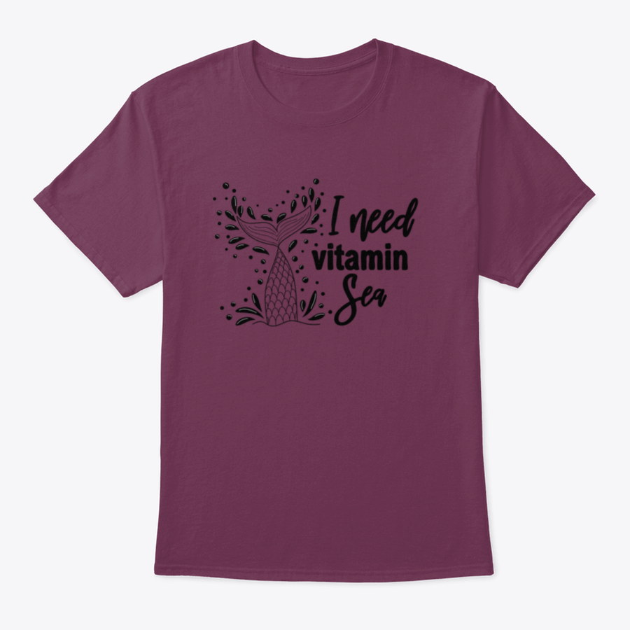 A stylish 'I Need Vitamin Sea' T-Shirt featuring artistic design, made from 100% cotton, perfect for beach lovers.