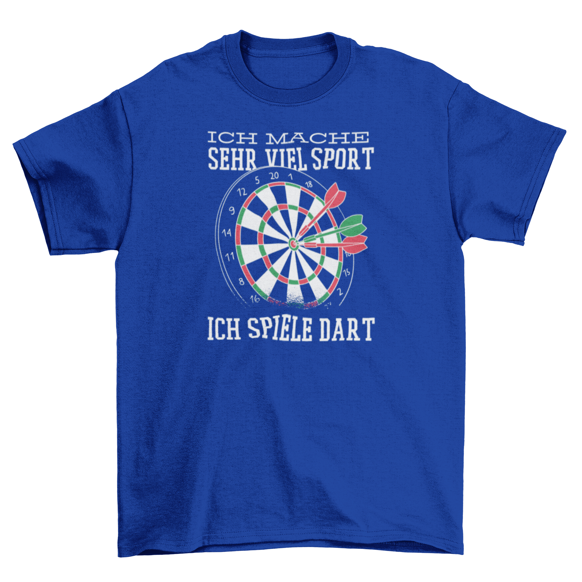 Funny t-shirt featuring darts and a German sports quote about playing darts.