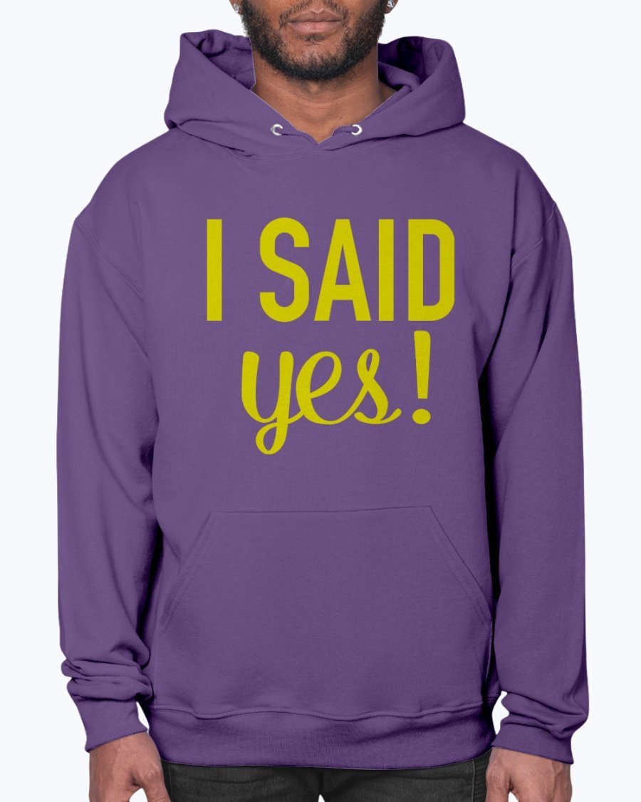 I Said Yes Bridal and Wedding Hoodie in soft fleece, featuring a front pouch pocket and stylish hood.