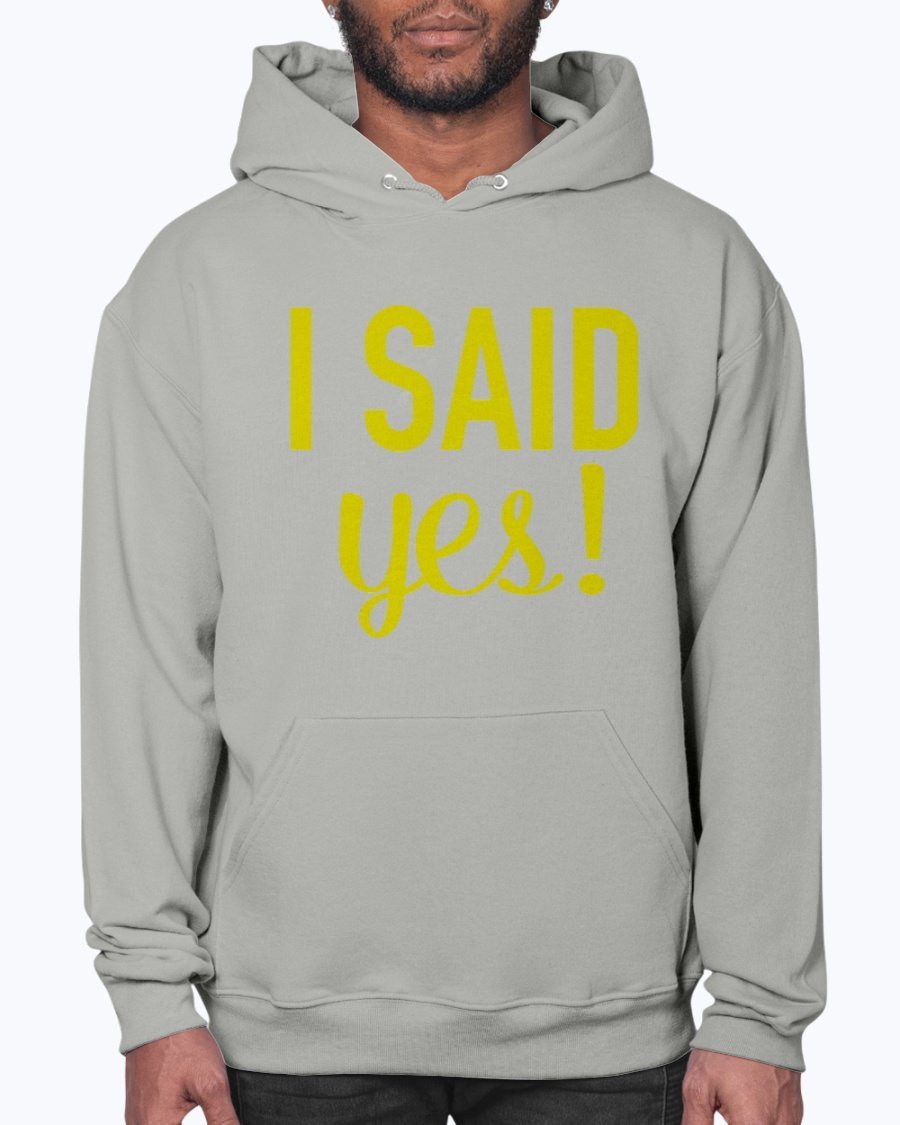 I Said Yes Bridal and Wedding Hoodie in soft fleece, featuring a front pouch pocket and stylish hood.