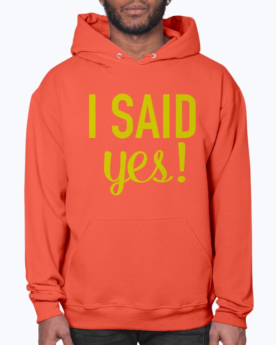 I Said Yes Bridal and Wedding Hoodie in soft fleece, featuring a front pouch pocket and stylish hood.