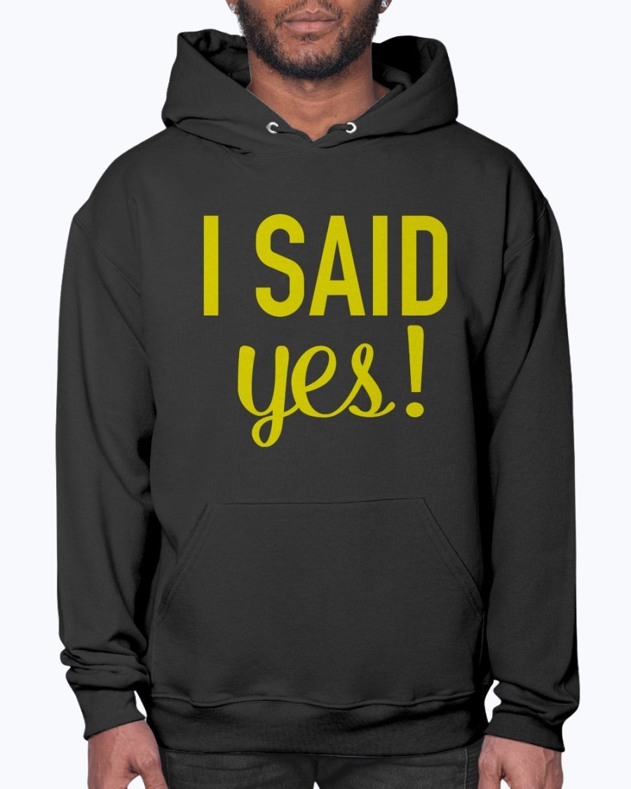 I Said Yes Bridal and Wedding Hoodie in soft fleece, featuring a front pouch pocket and stylish hood.