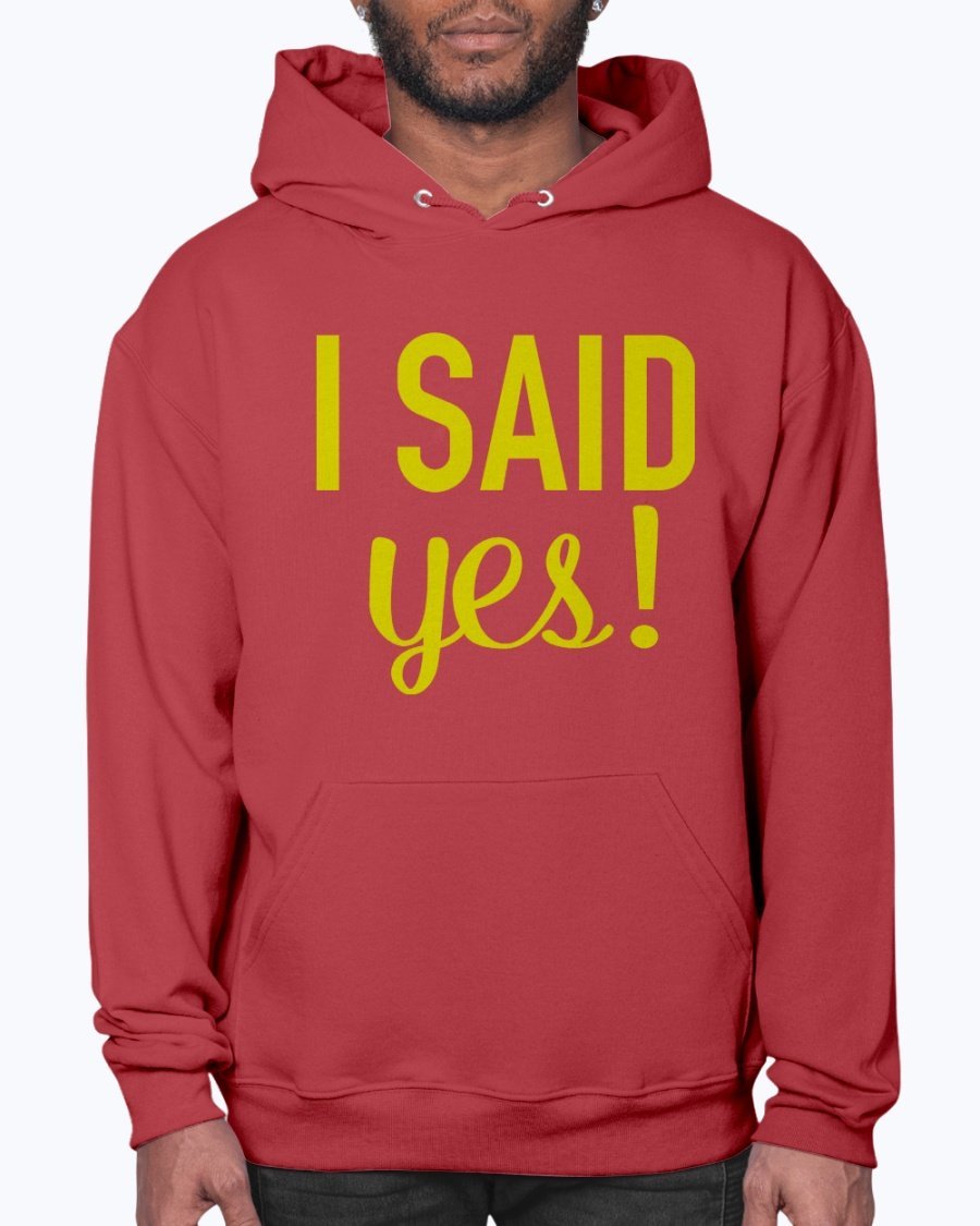 I Said Yes Bridal and Wedding Hoodie in soft fleece, featuring a front pouch pocket and stylish hood.