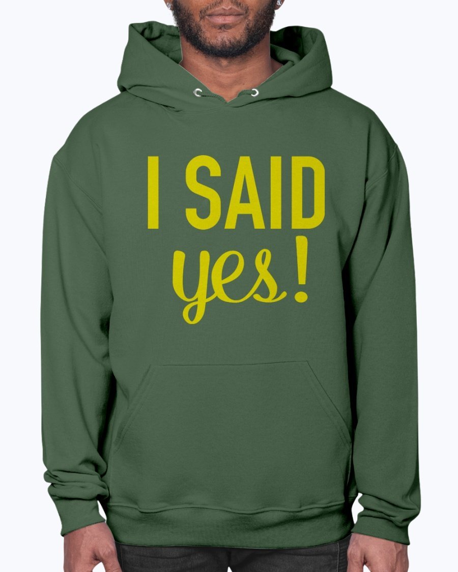 I Said Yes Bridal and Wedding Hoodie in soft fleece, featuring a front pouch pocket and stylish hood.