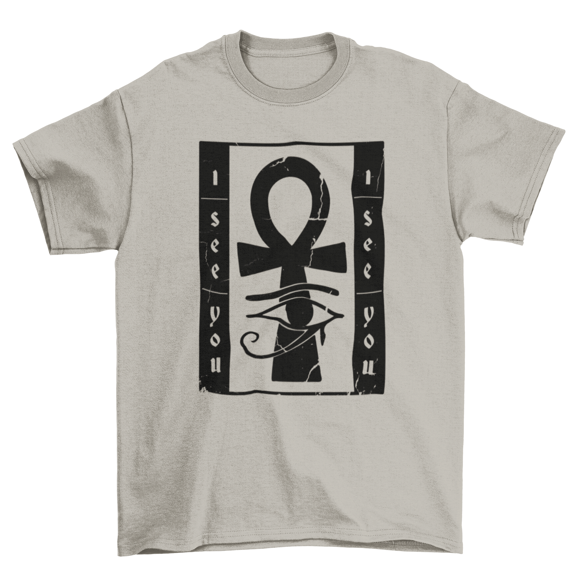 I See You T-shirt featuring Ankh and Eye of Horus illustration with caption.