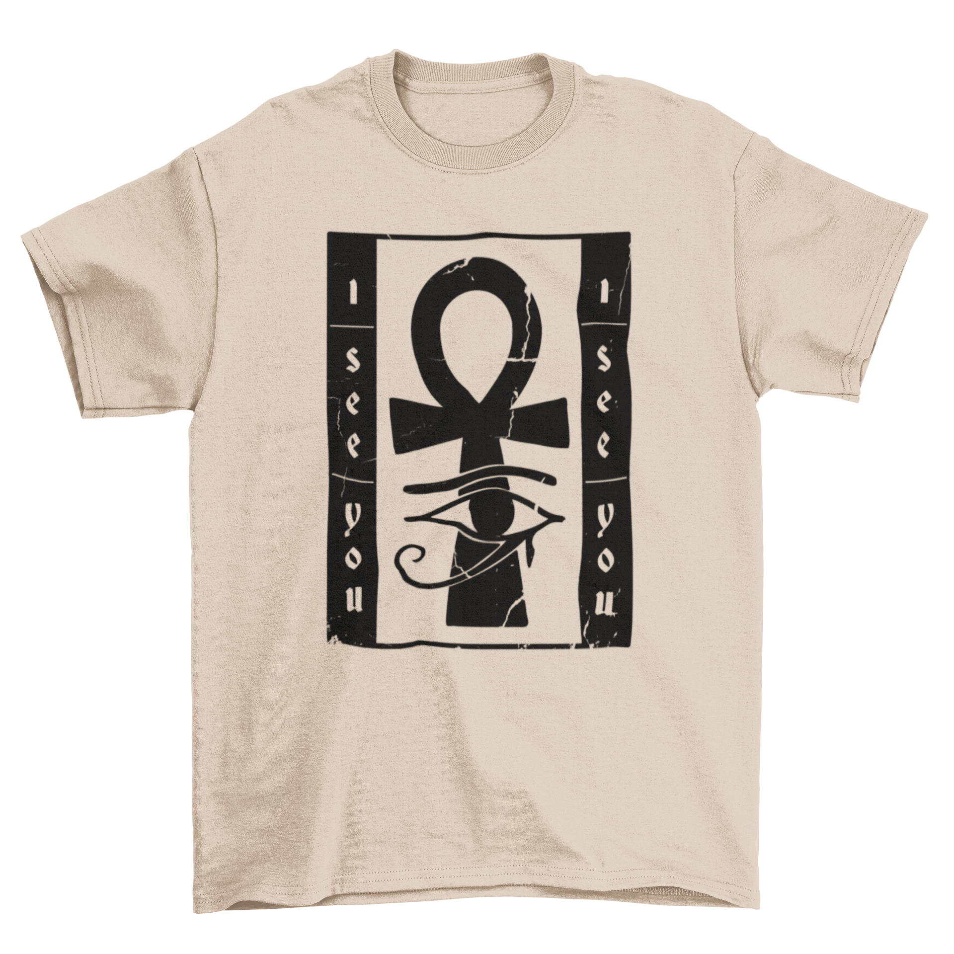 I See You T-shirt featuring Ankh and Eye of Horus illustration with caption.