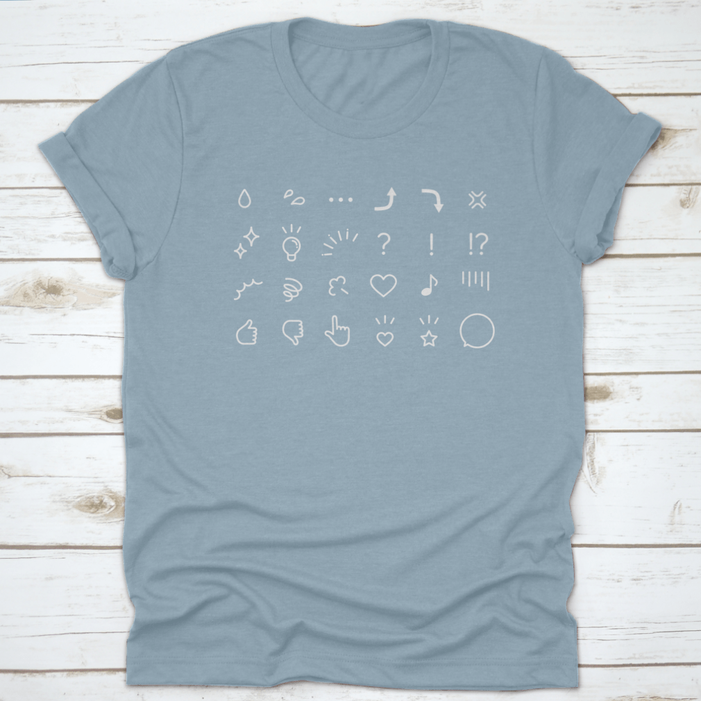 Ia Simple Monochrome Emotional Expression Symbol Icon Set featuring minimalist designs on comfortable cotton fabric.