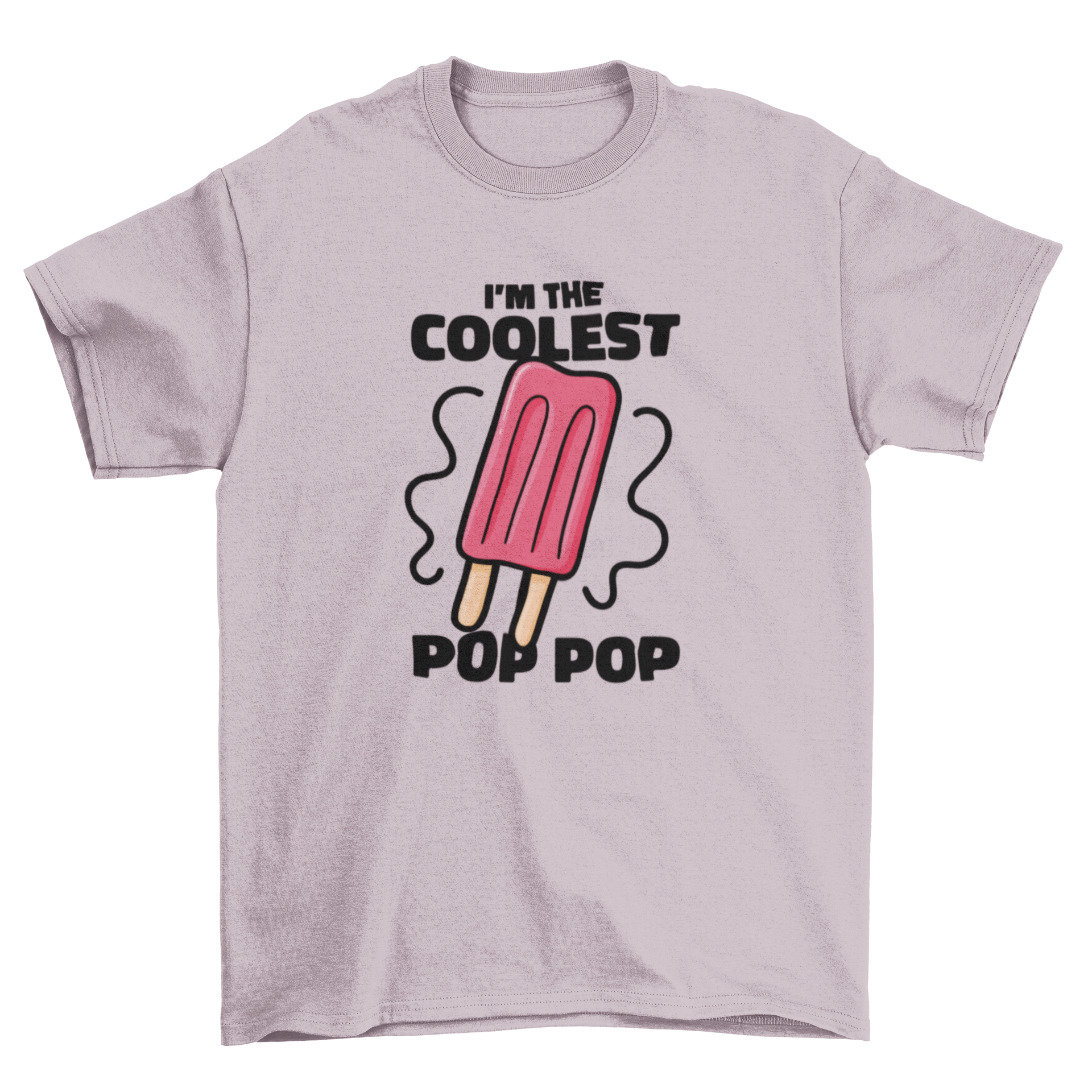 A colorful t-shirt featuring an ice cream graphic and the quote 'I'm the coolest pop pop'.