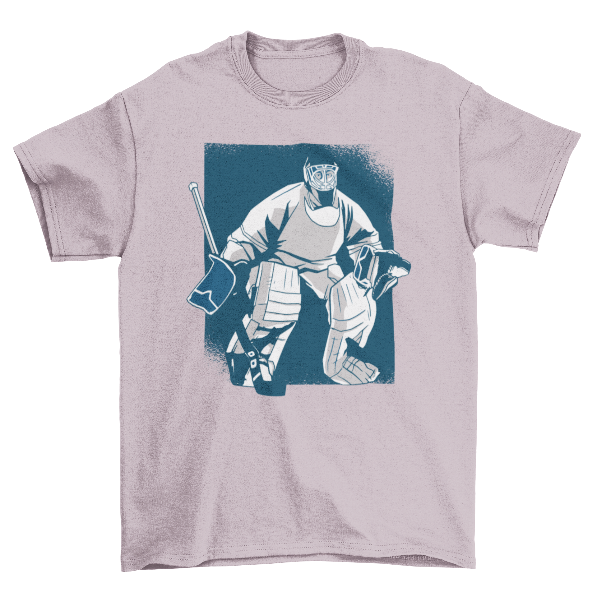 Ice hockey t-shirt featuring a dynamic illustration of an ice hockey player in action, showcasing vibrant colors and stylish design.