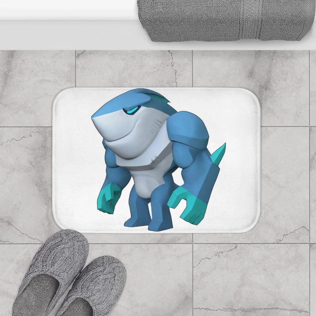 Ice Shark Bath Mat with anti-slip backing, featuring vibrant colors and a stylish design, perfect for enhancing bathroom decor.