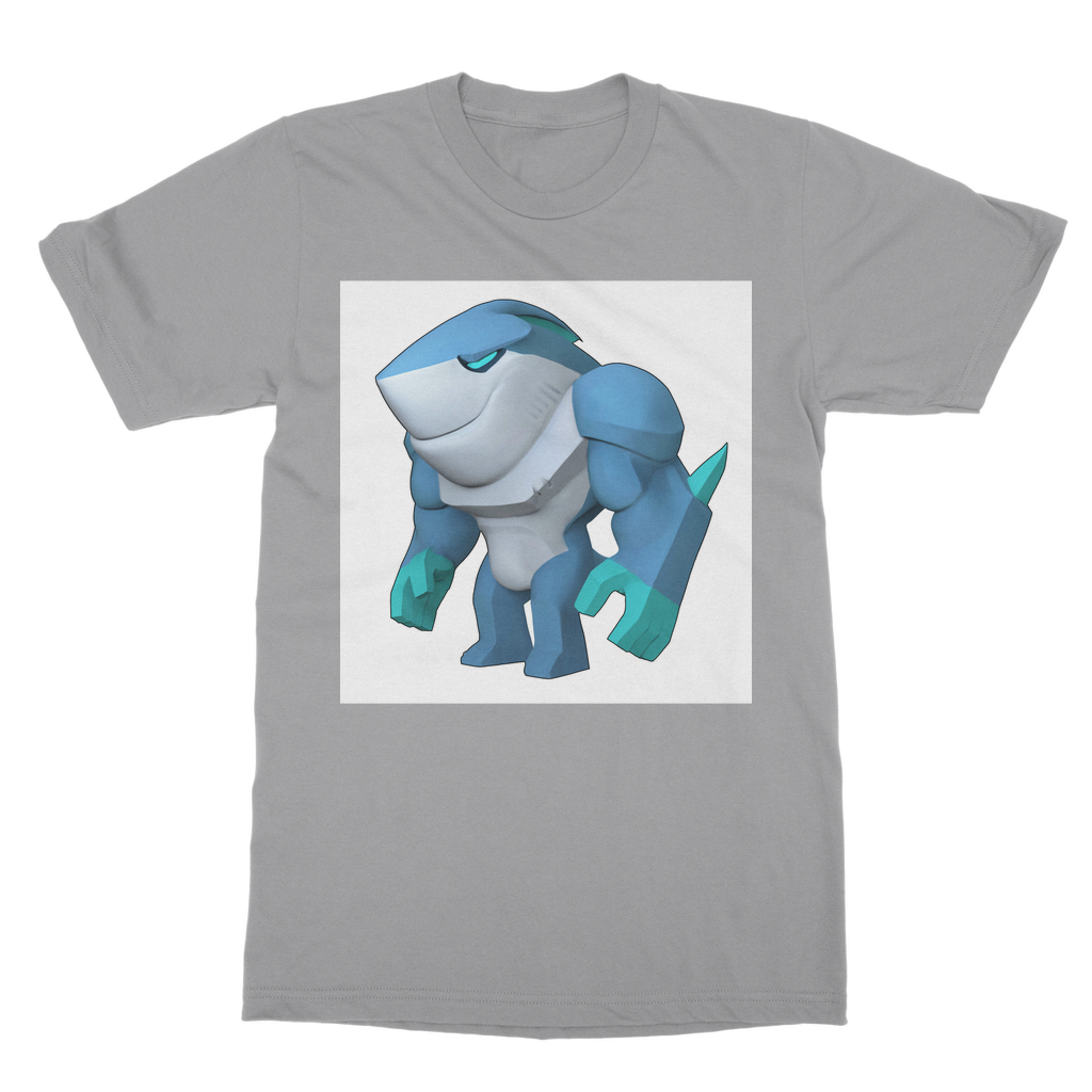 Ice Shark Classic Adult T-Shirt in various colors, showcasing its soft fabric and round neck design.