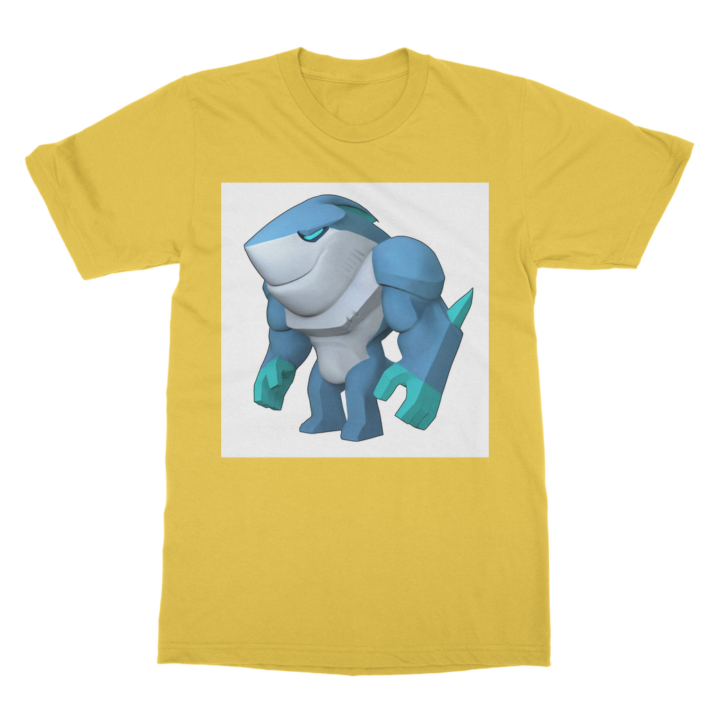 Ice Shark Classic Adult T-Shirt in various colors, showcasing its soft fabric and round neck design.