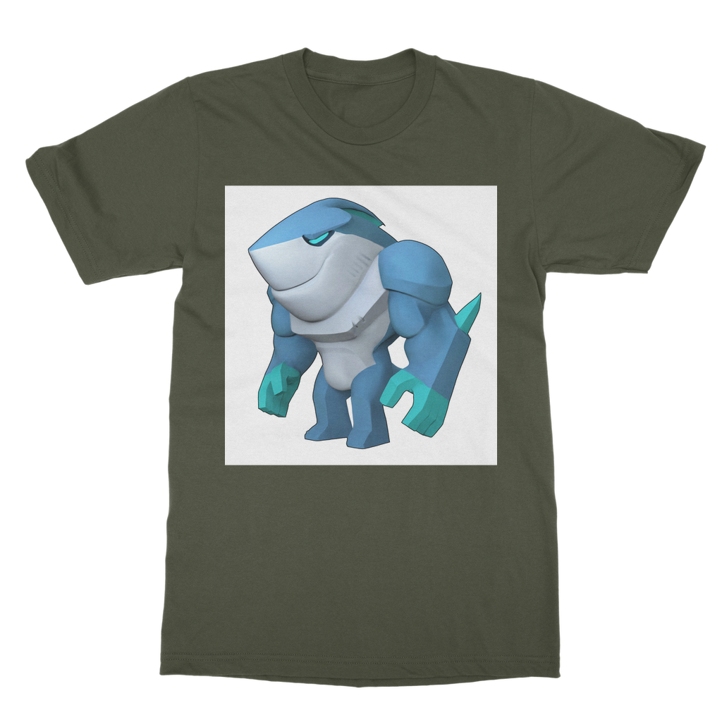 Ice Shark Classic Adult T-Shirt in various colors, showcasing its soft fabric and round neck design.