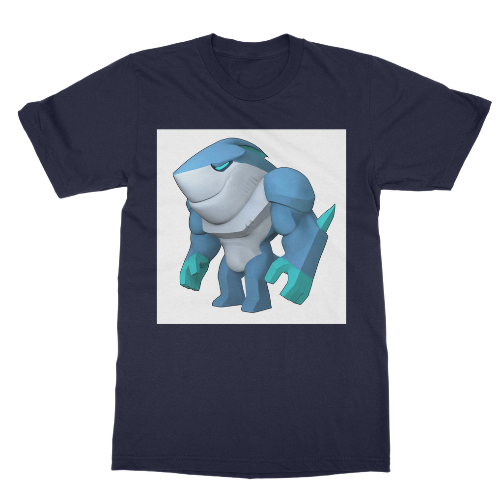 Ice Shark Classic Adult T-Shirt in various colors, showcasing its soft fabric and round neck design.