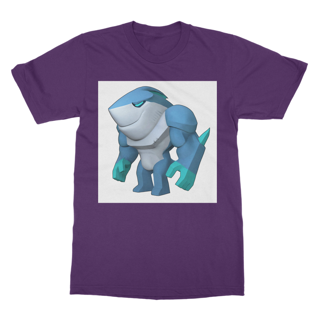 Ice Shark Classic Adult T-Shirt in various colors, showcasing its soft fabric and round neck design.