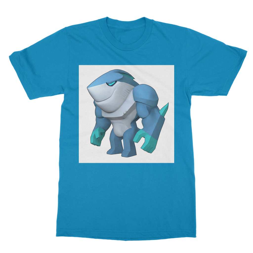 Ice Shark Classic Adult T-Shirt in various colors, showcasing its soft fabric and round neck design.