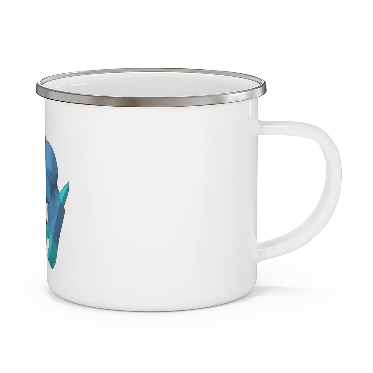 Ice Shark Enamel Camping Mug with a stylish design, featuring a C-handle and durable enamel coating, perfect for outdoor adventures.